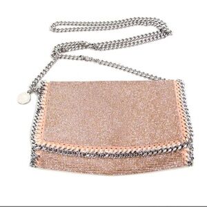 STELLA McCARTNEY Designer Pink Falabella Crystal Embellished Crossbody Bag